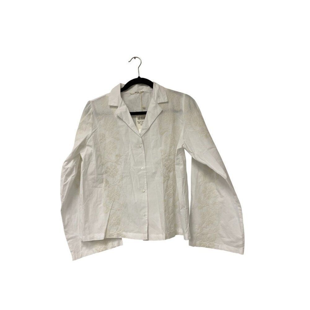 Zara Home Womens Button Up Shirt XS White Embroidered Long Sleeve 8140/579 NWT